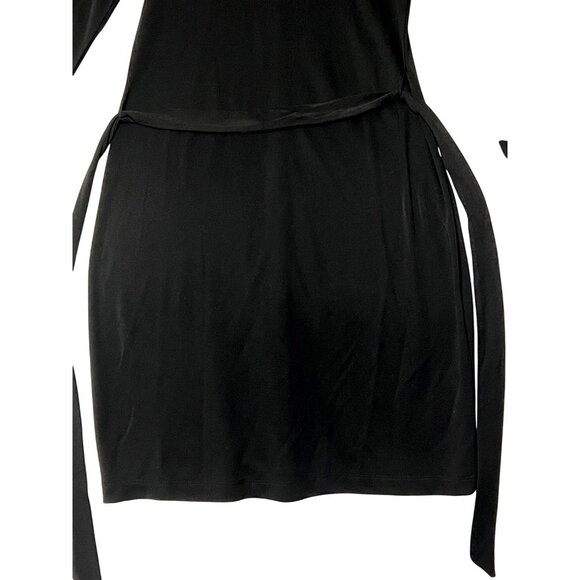 Liz Claiborne Classic Small Black Shirt Dress Tie-Waist Button-Front Long Pocket - Picture 7 of 16